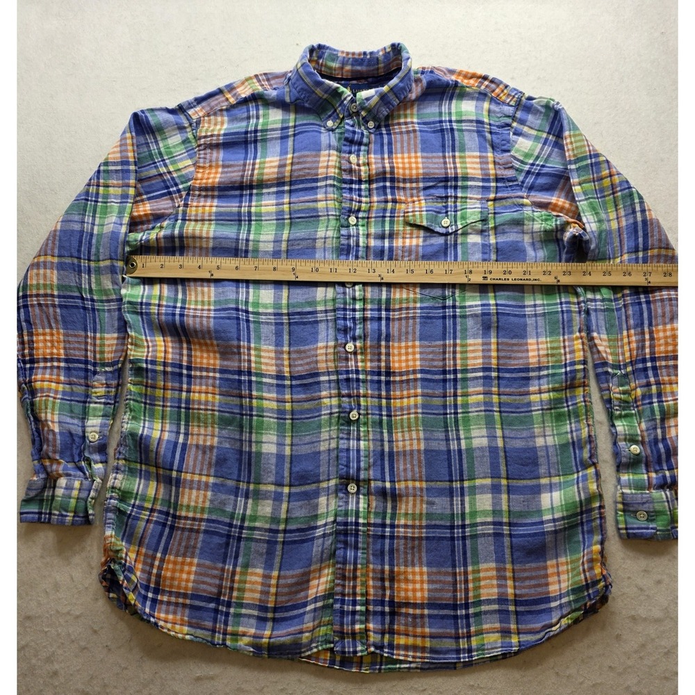 Ralph Lauren Men's Blue, Green, Orange Summer Linen Plaid Shirt. Size XL - Picture 4 of 8